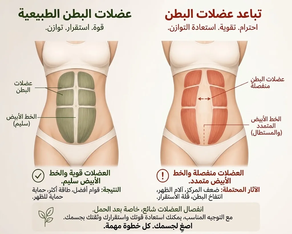 رسم توضيحي لانفصال عضلات البطن