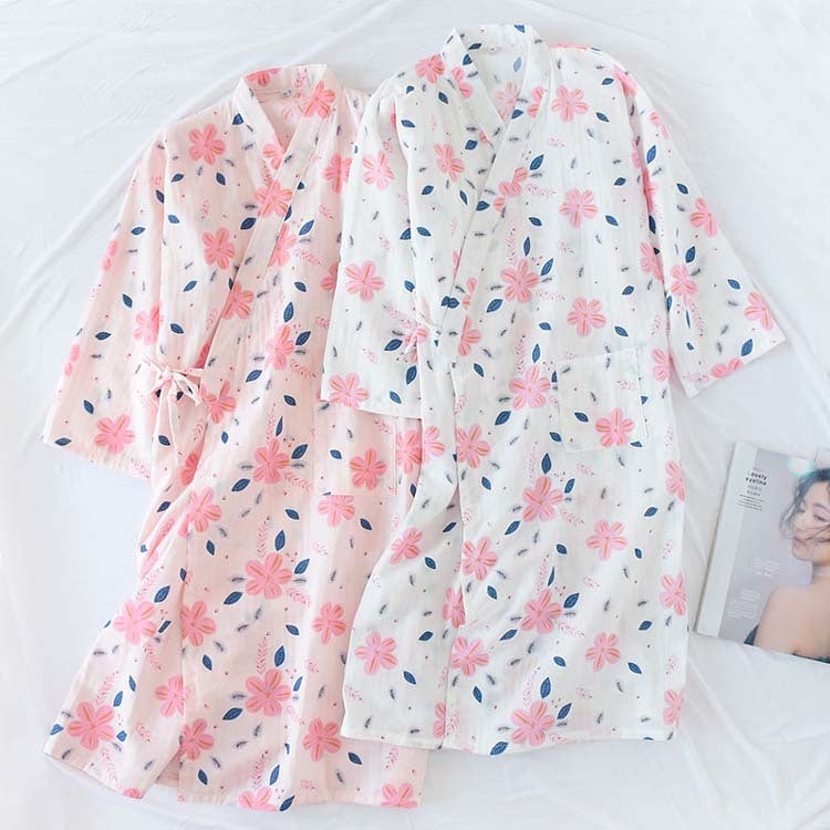 Round Neck Cotton Double-layer Nightdress