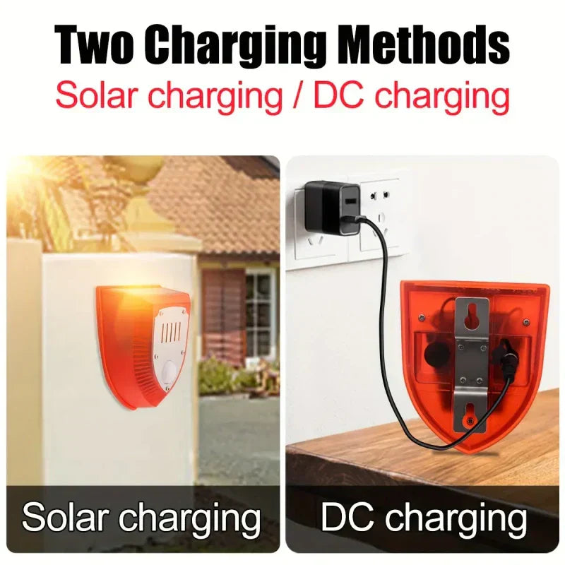 Loud 129db Solar Alarm Sensor Dog Barking Home Outdoor Security Siren