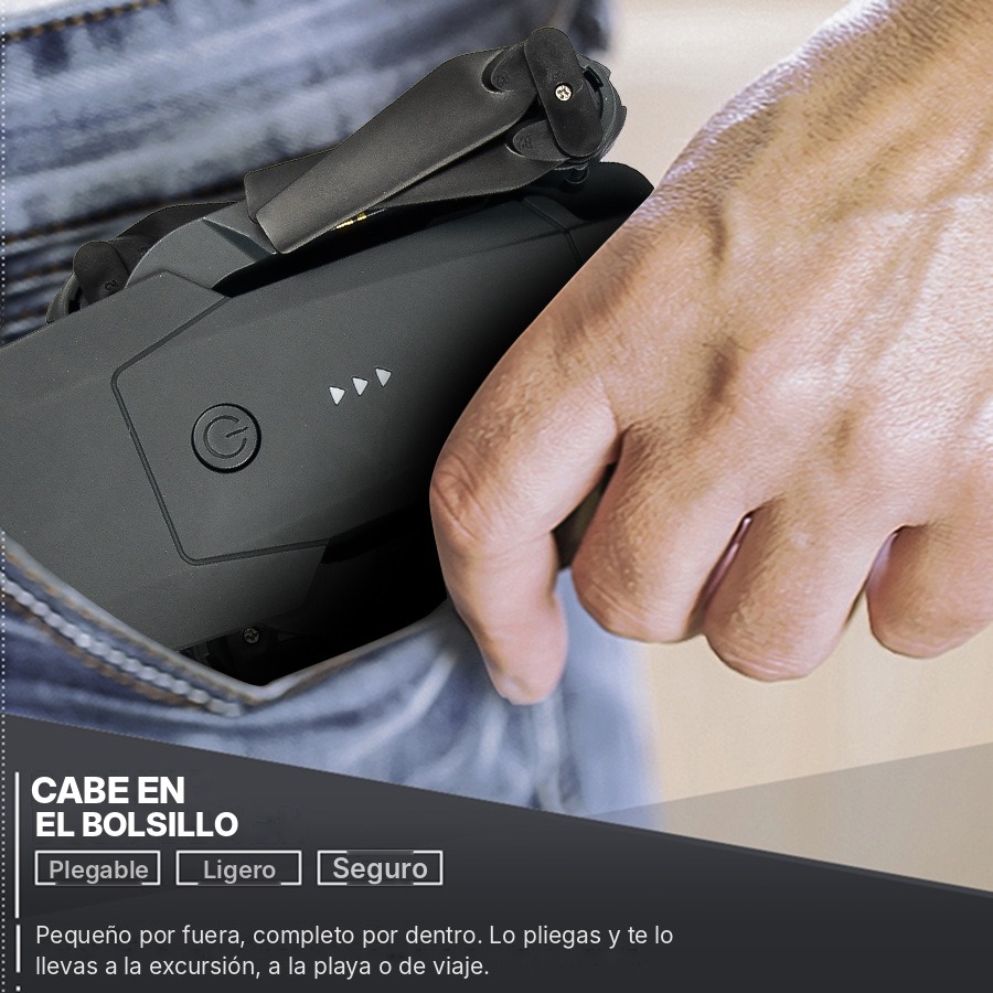 El dron plegado cabe en la mano