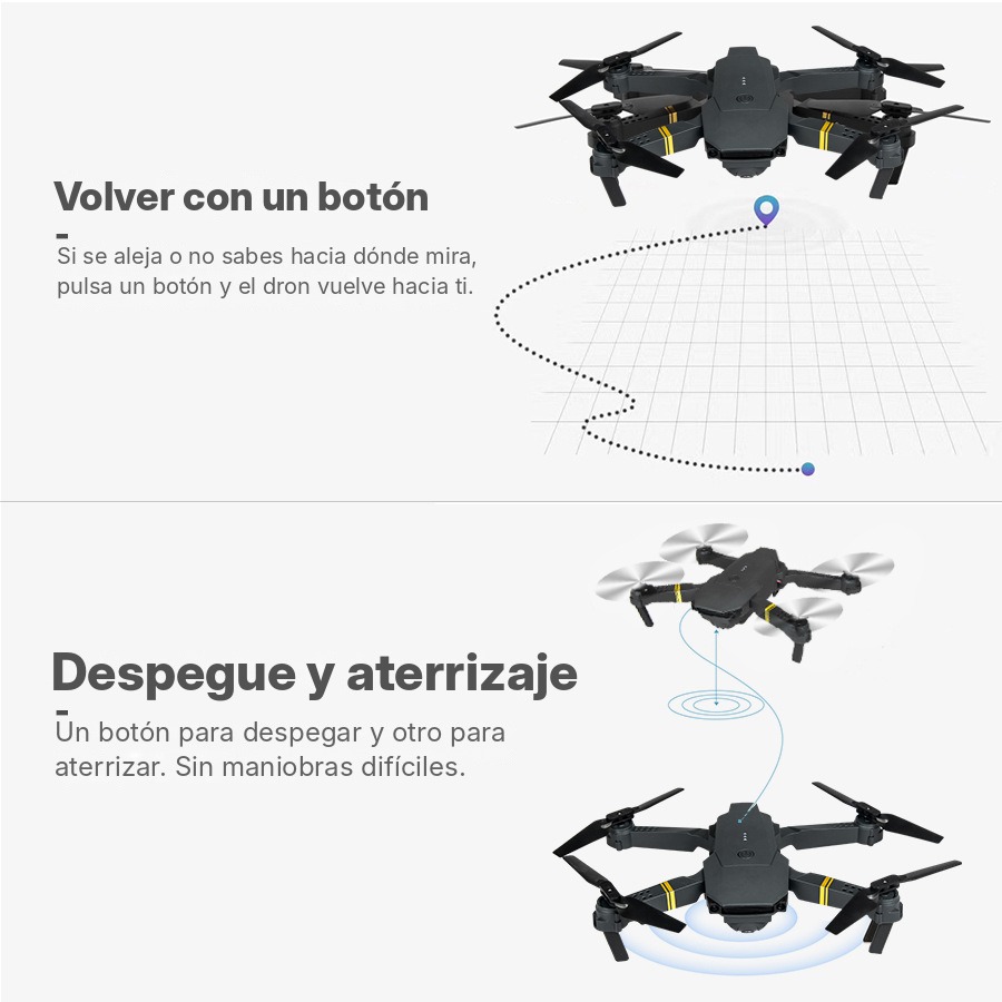 Volver con un botón, despegue y aterrizaje automáticos