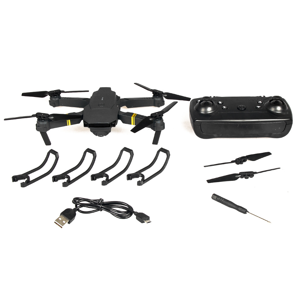 Todo el contenido: dron, mando, protectores, hélices, cable y destornillador