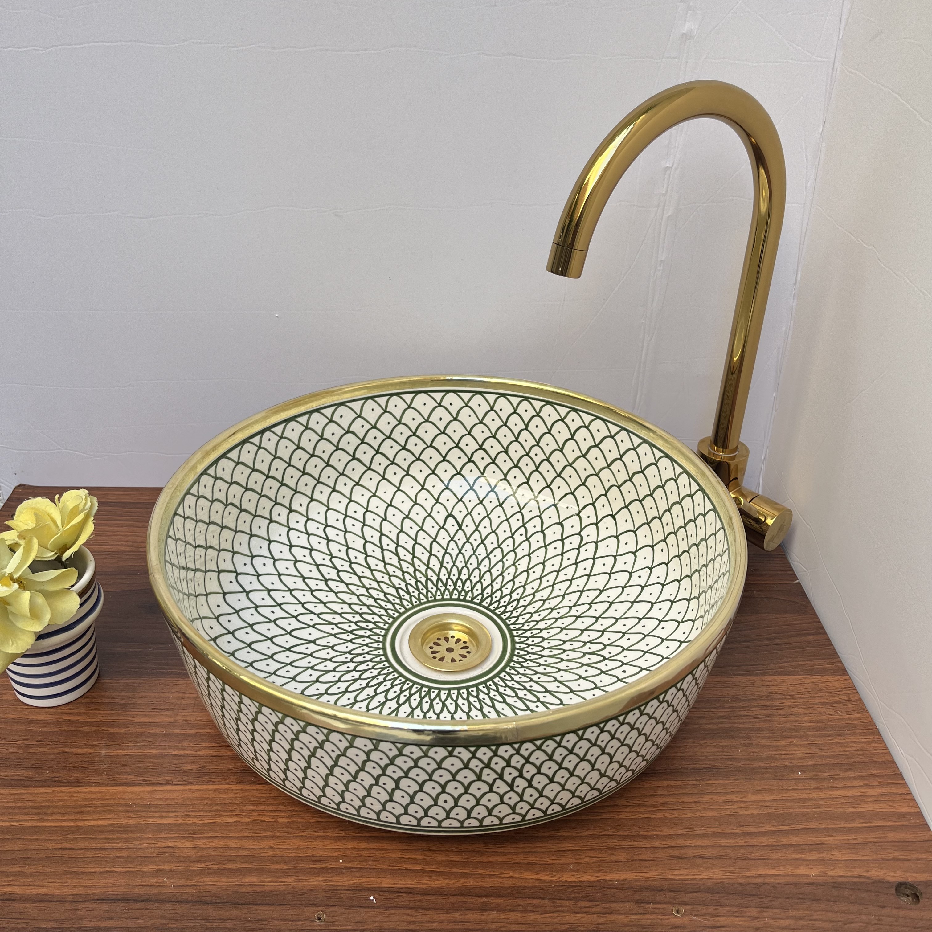LAVE MAIN MAROCAIN A Encastrer Maillechort Metal Argente_Lavabo Pour Wc