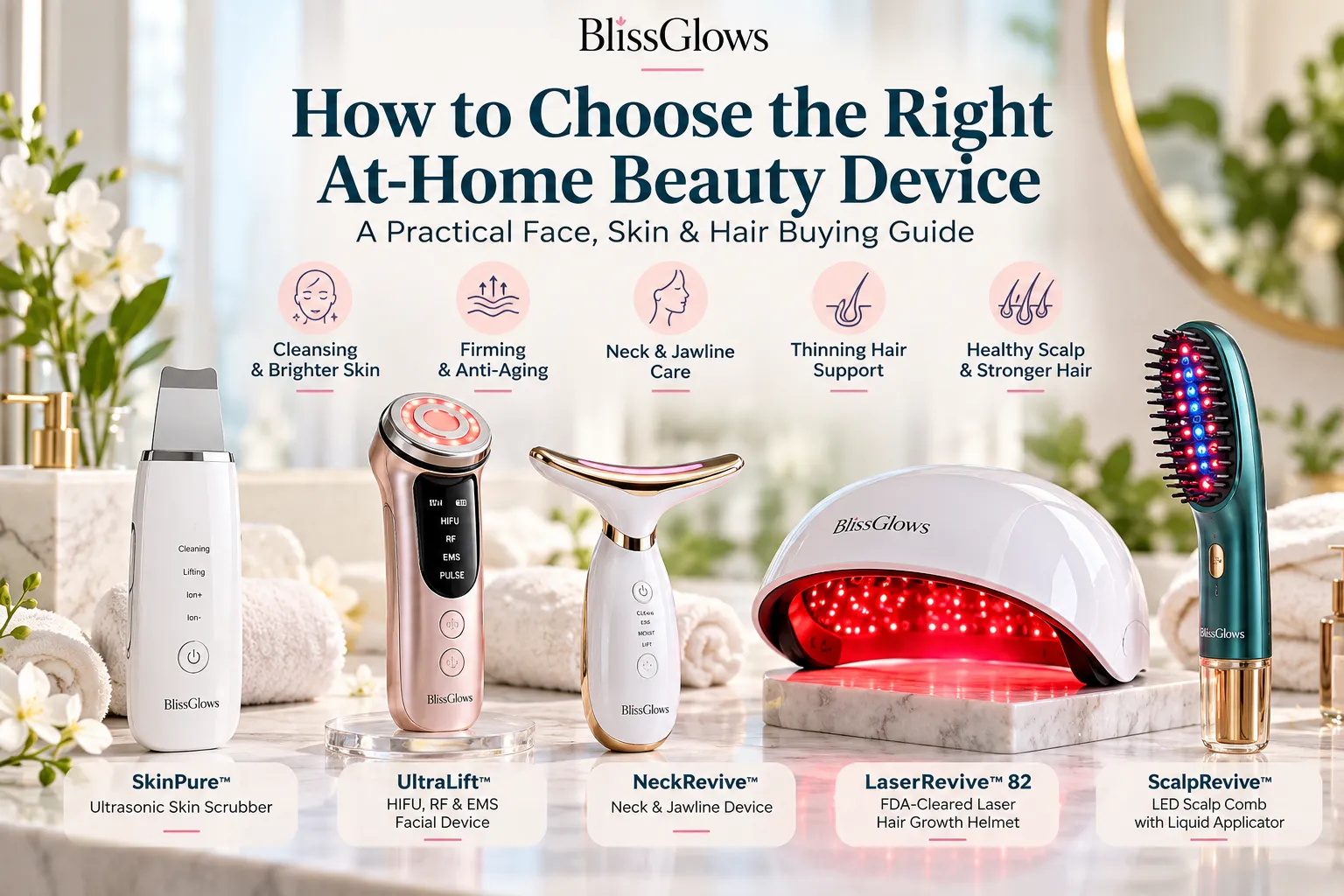 At-home beauty devices for facial skincare, skin firming and hair care – BlissGlows buying guide