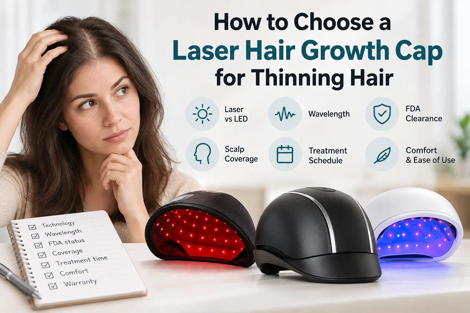 Guide to choosing a laser hair growth cap for thinning hair