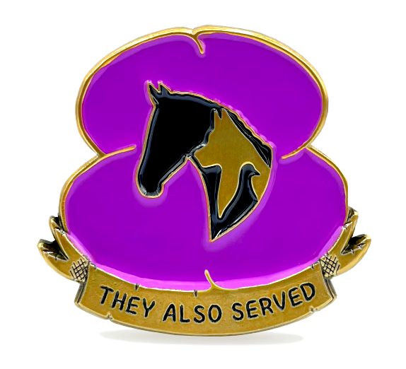 Purple Poppy Lapel Enamel Badge WE SERVED TOGETHER SOLDIERS & ANIMALS IN WAR - Foto 6