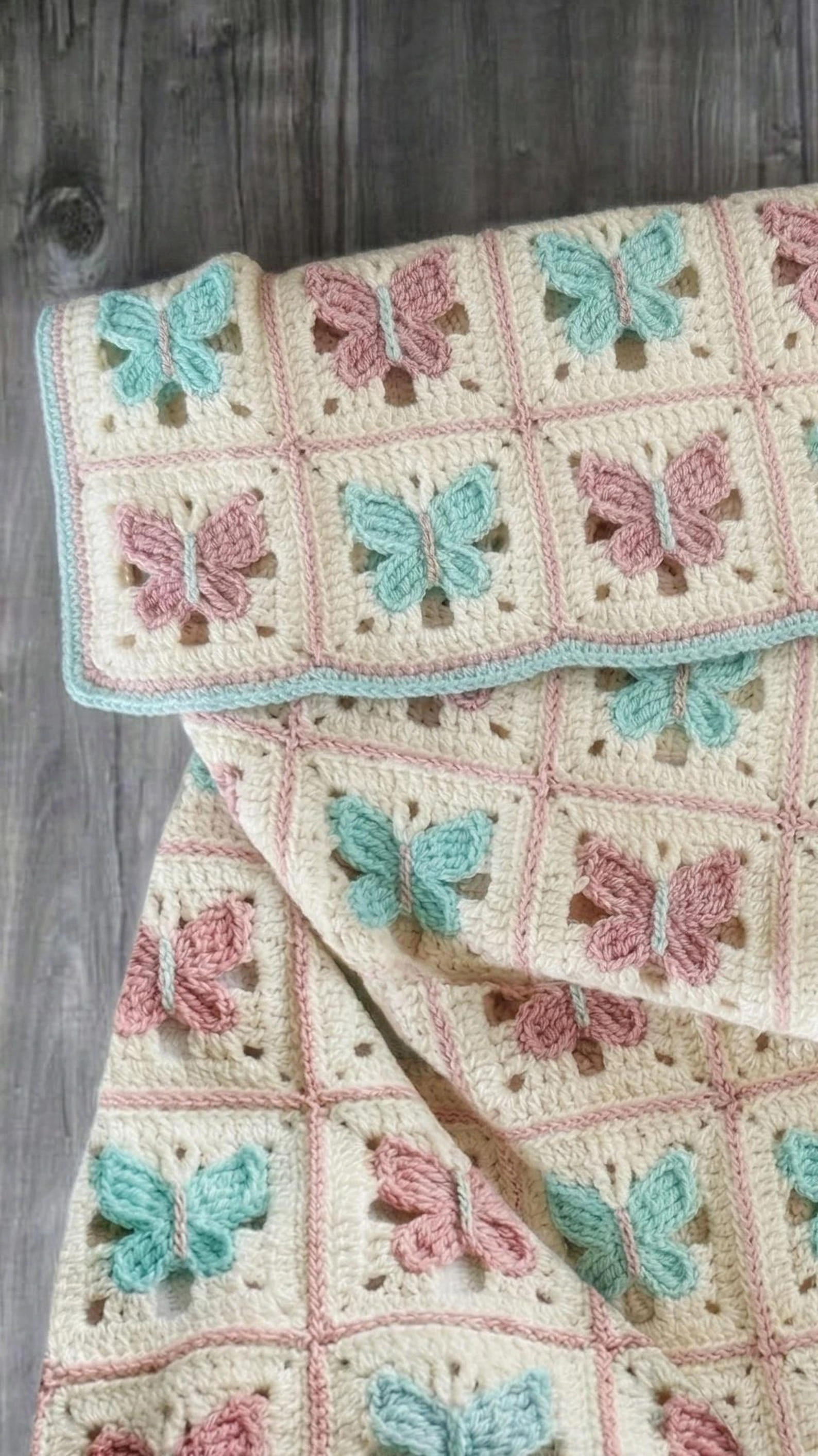 Finished butterfly granny square crochet design