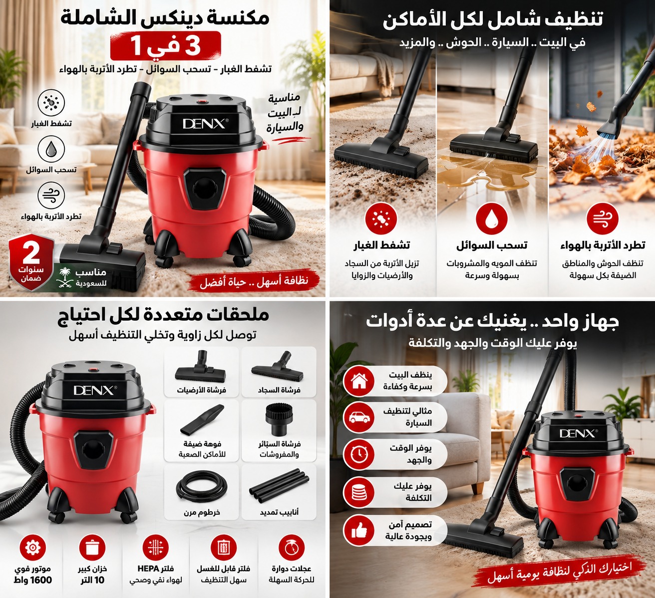 مكنسة دينكس 3 في 1 لتنظيف المنزل والسيارة