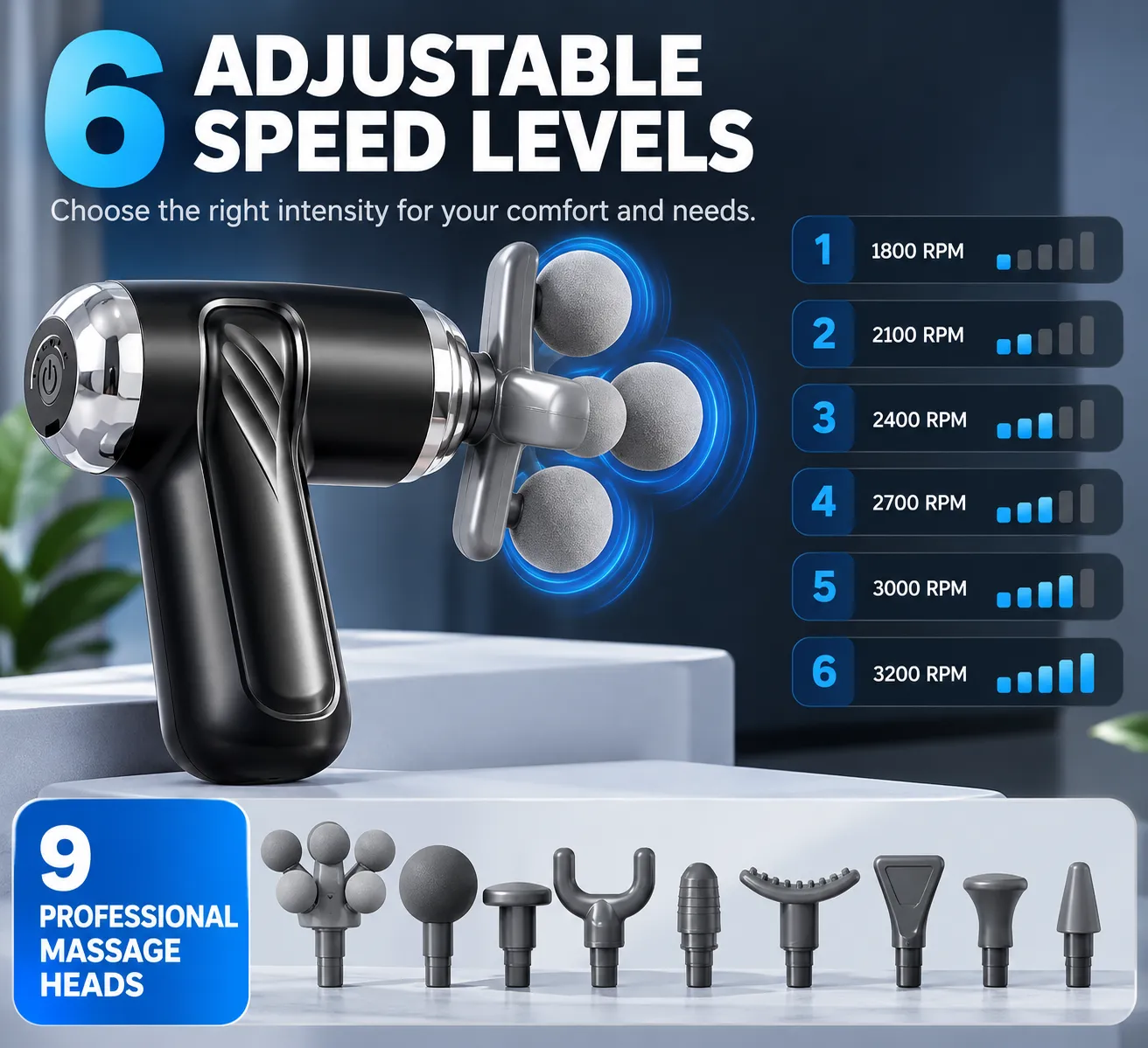 7 Interchangeable Massage Heads