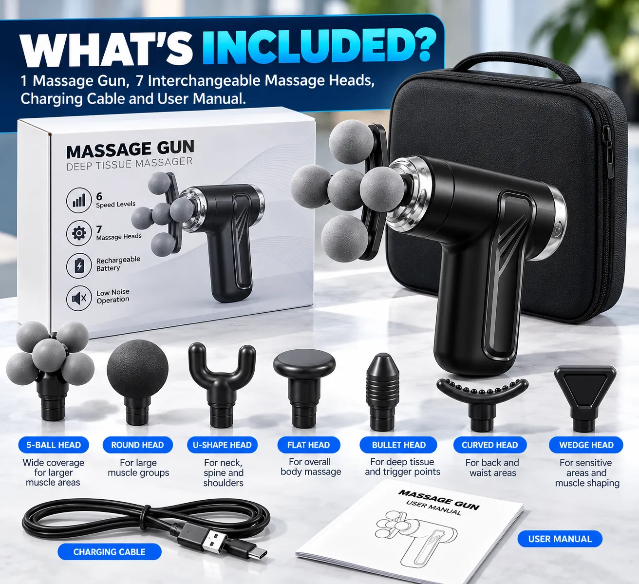 Massage Gun Accessories and Massage Heads