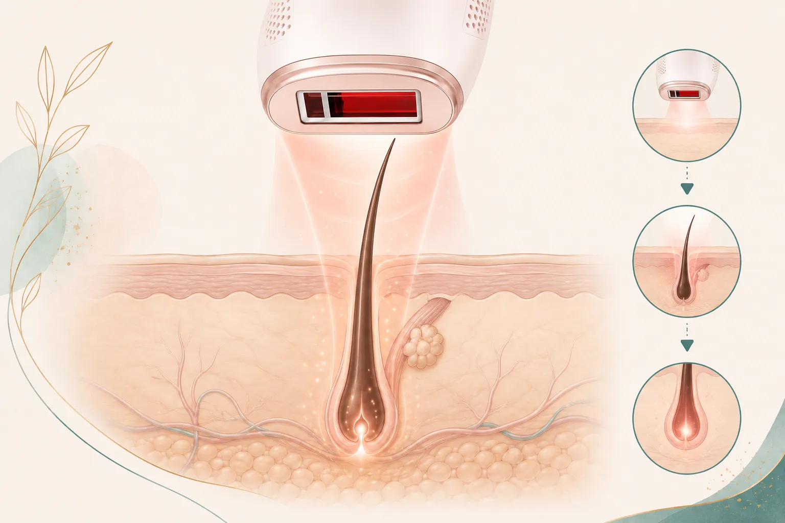 توضيح عمل تقنية IPL على بصيلة الشعر