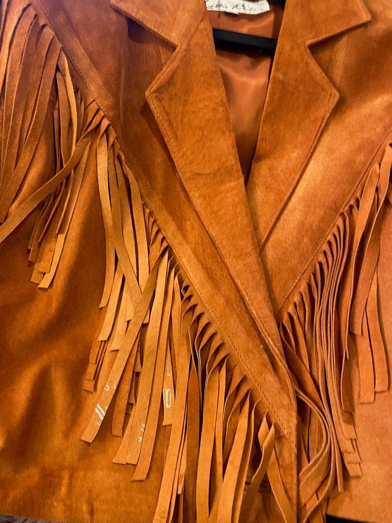 Vintage Southwestern offers Tan Beaded Fringe Suede Jacket Lillie Rubin