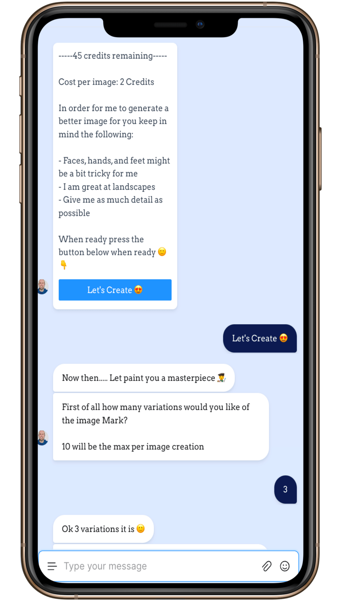 Selection your AI image variations